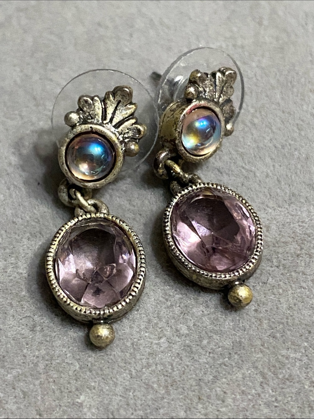 Purple Stone Drop Earrings